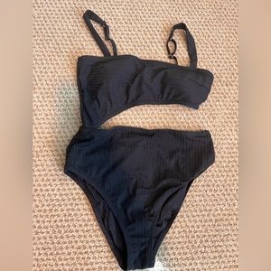 Women’s black Shade & Shore one piece cut-out swimsuit